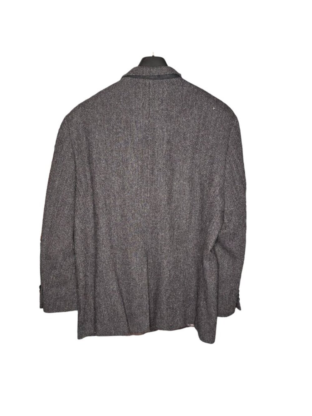 Vintage Ralph Lauren Herringbone Tweed Wool Blazer 44L Gray Lined Two-Button - Picture 10 of 11